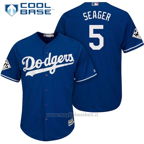 Maglia Baseball Uomo Los Angeles Dodgers 2017 World Series Corey Seager Cool Base